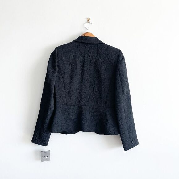 Alfani St. Moritz Womens Blazer Jacket Embellished Floral Brocade Black Size 4 - Picture 2 of 10